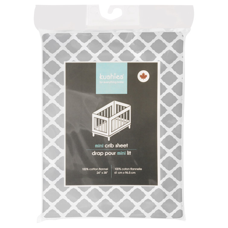 Kushies Flannel Piece Mini Crib Fitted Sheet & Reviews Wayfair Canada